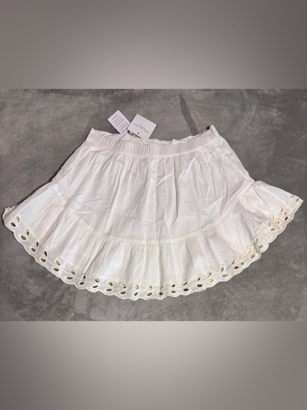 American Eagle Outfitters White Eyelet Tiered Mini Skirt-NWT